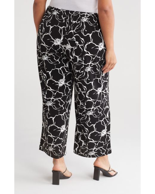 Adrianna Papell Black Floral Crepe Pants