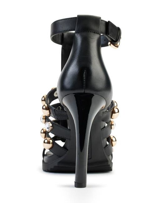 Karl Lagerfeld Black Brexton Studded T-Strap Sandal
