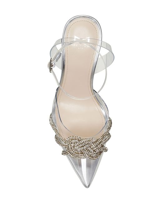 Marc Fisher White Samira Crystal Pointed Toe Pump