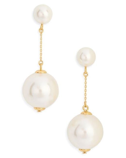 Kate Spade White Have A Ball Faux Pearl Linear Drop Earrings