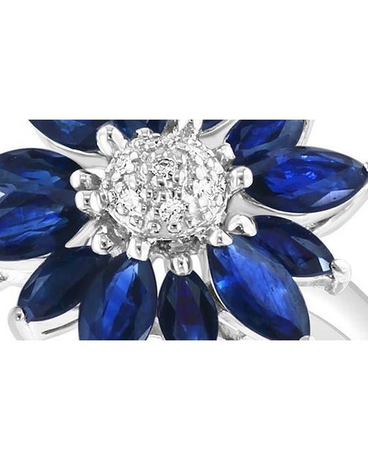 Effy Blue 14k White Gold Diamond & Sapphire Flower Ring