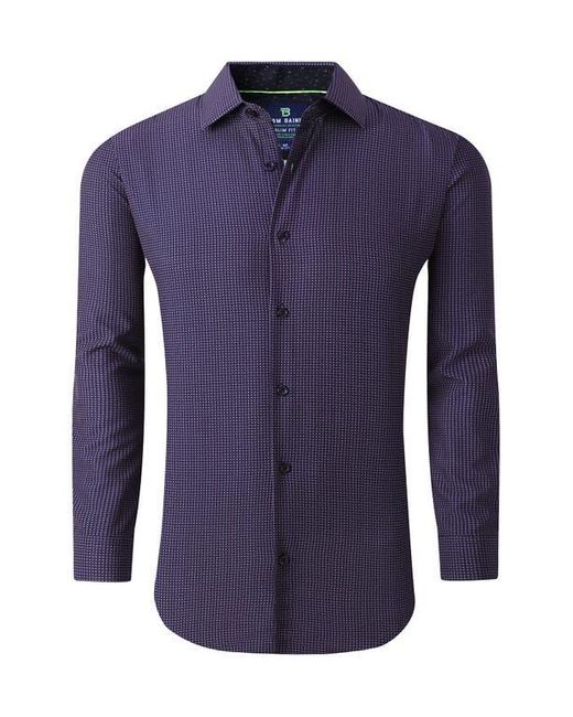 Tom Baine Purple Regular Fit Performance Stretch Long Sleeve Button Front Shirt for men