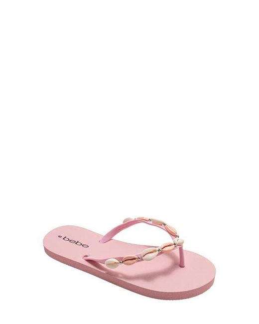 Bebe Pink Seashell Flip Flop