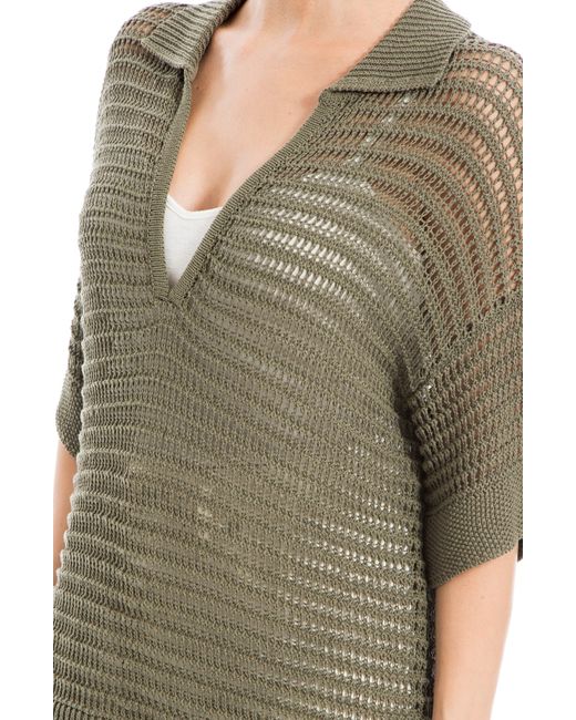 Max Studio Green V-neck Knit Polo Sweater