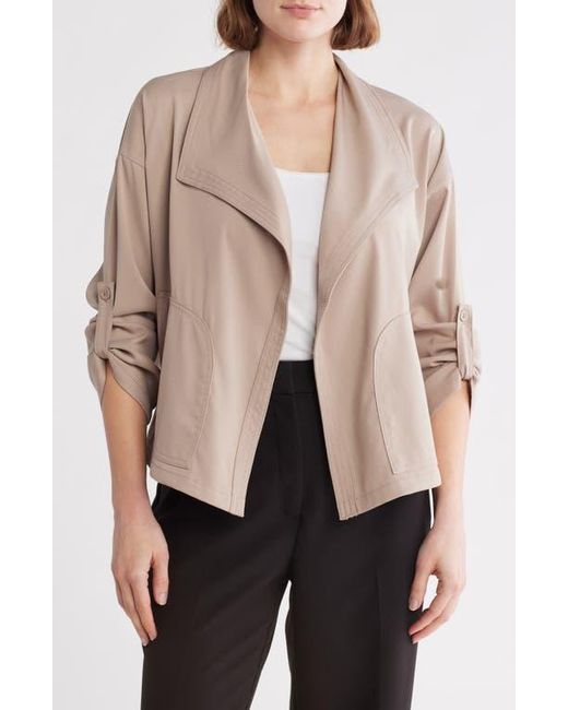 Max Studio Natural Twill Drape Front Short Jacket