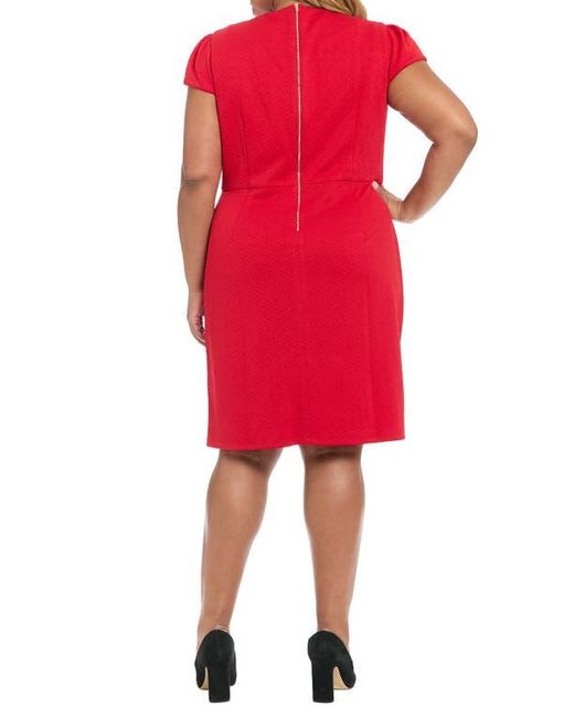 London Times Red Diamond Stitch Sheath Dress