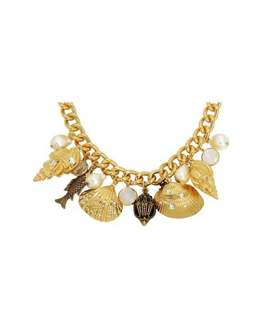 Kurt Geiger Metallic Faux Pearl & Shell Charm Necklace