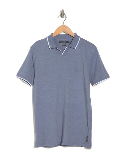 French Connection Blue Trophy Tipped Cotton Polo for men