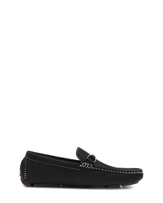 Aston Marc Black Textured Faux Leather Bit Loafers for men