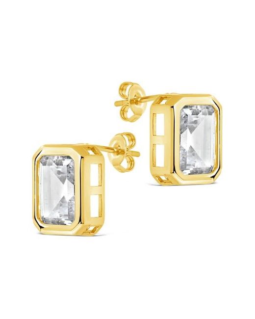 Sterling Forever Metallic Camille Bezel Cubic Zirconia Stud Earrings