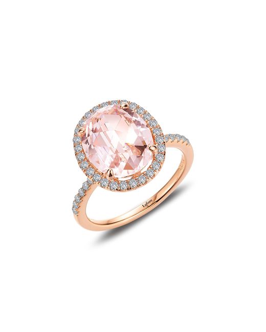 Lafonn Pink Oval Simulated Morganite & Simulated Diamond Halo Ring