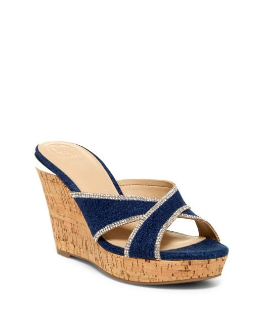 Guess Blue Eleonora Wedge Sandals