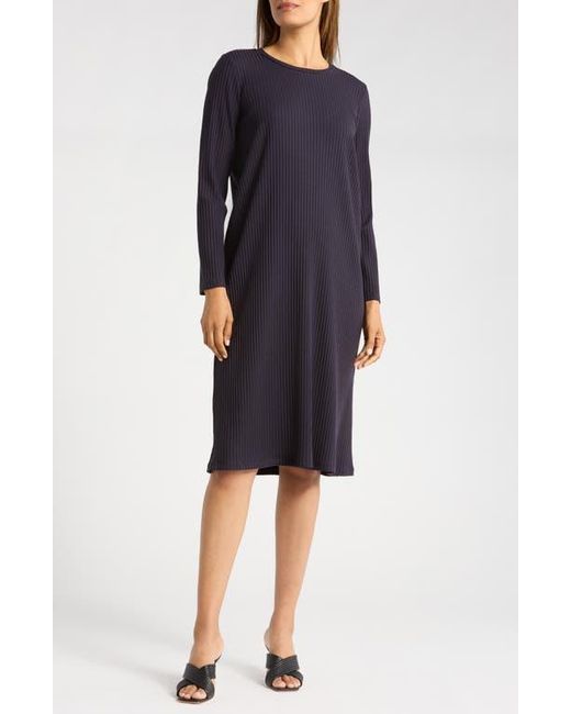 Eileen Fisher Blue Long Sleeve Rib Dress