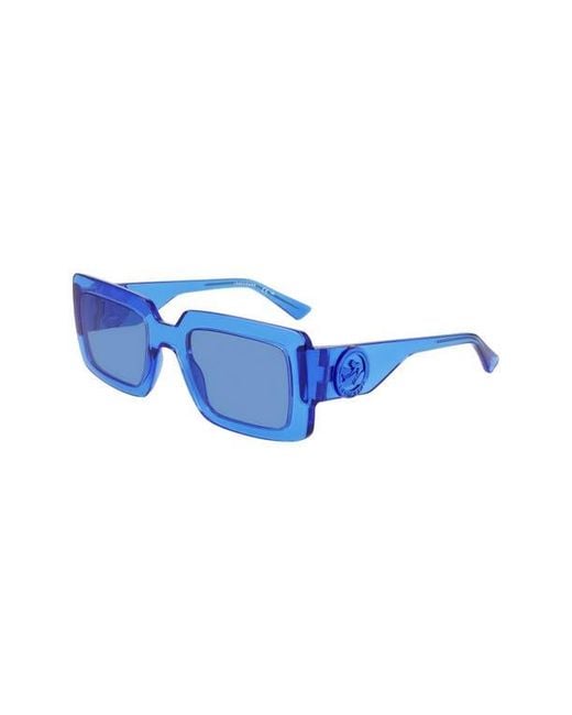Longchamp Blue 53Mm Rectangular Sunglasses