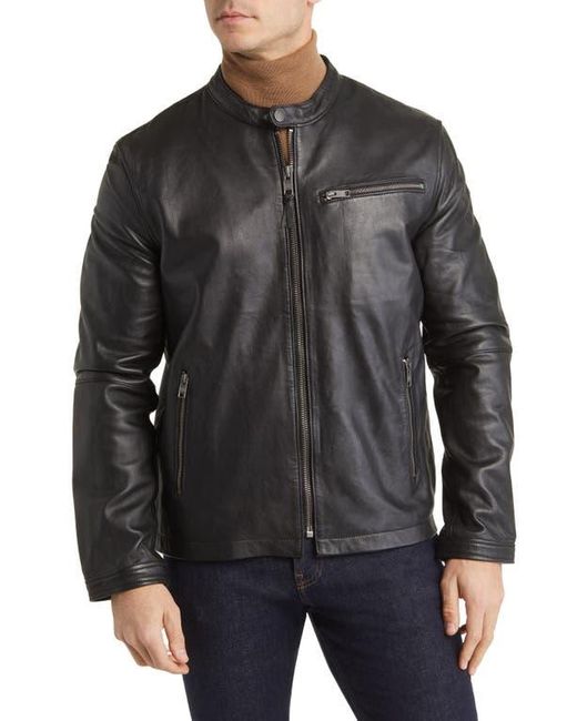 Frye Black Café Racer Leather Jacket for men