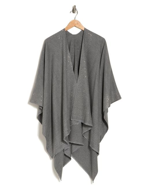 La Fiorentina Scattered Embellished Ruana in Gray | Lyst