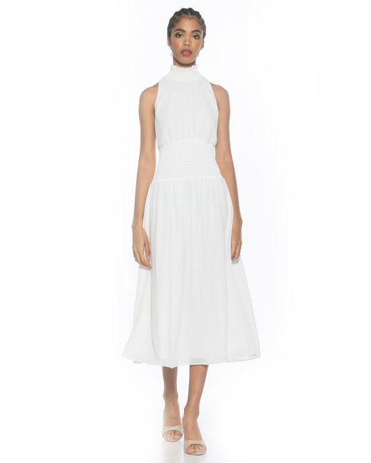 Alexia Admor White Landry Sleeveless Fit & Flare Midi Dress