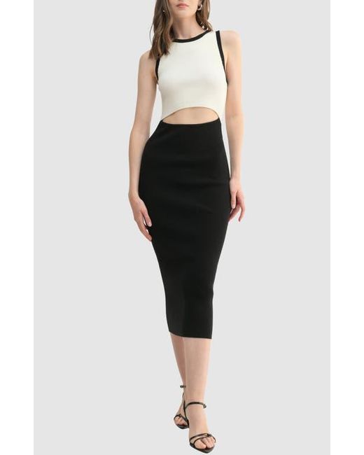 Lush Black Colorblock Cutout Midi Dress