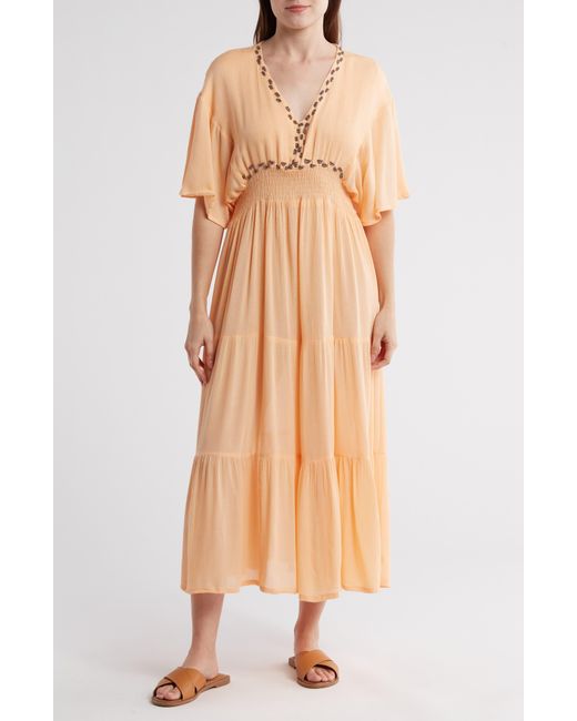 Boho Me Orange Beaded Maxi Cover-up Dress