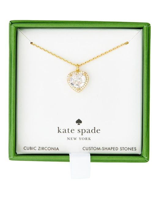 Kate Spade Green Pavé Heart Pendant Necklace