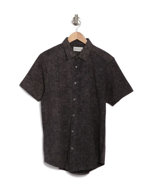 COASTAORO Gray Wavy Crosshatch Short Sleeve Shirt for men