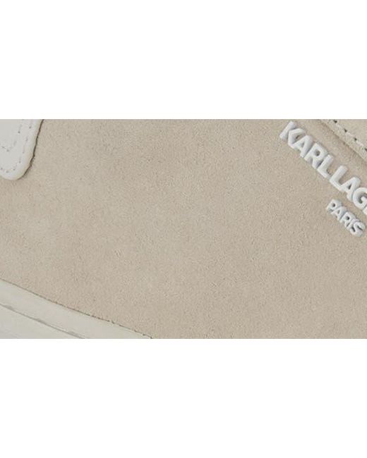 Karl Lagerfeld White Plain Toe Suede Sneaker for men