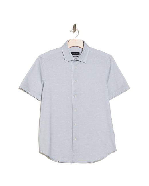 Bugatchi White Miles Ooohcotton® Heathered Short Sleeve Button-up Shirt for men
