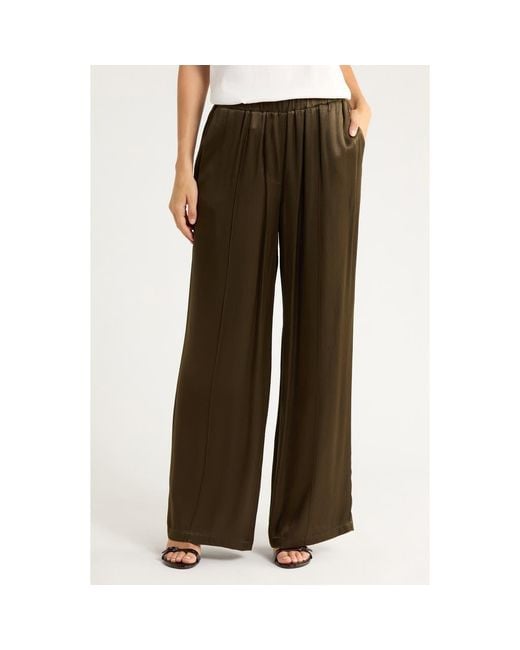 Wayf Green Satin Pants
