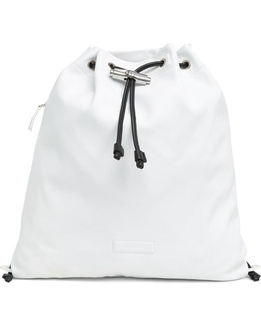 Longchamp White Recycled Drawstring Backpack