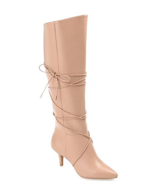 Journee Collection Natural Kaavia Wrapped Tie Tall Boot