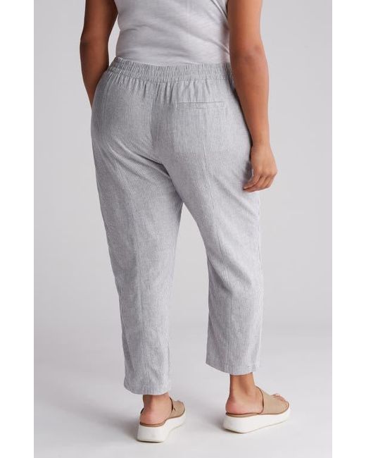Caslon Gray Linen Blend Pull-On Crop Pants