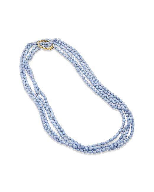 SAVVY CIE JEWELS 7-8mm Blue Freshwater Pearl Long Necklace