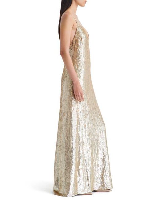 Twp Natural Josephine Sequin Sleeveless Silk Gown