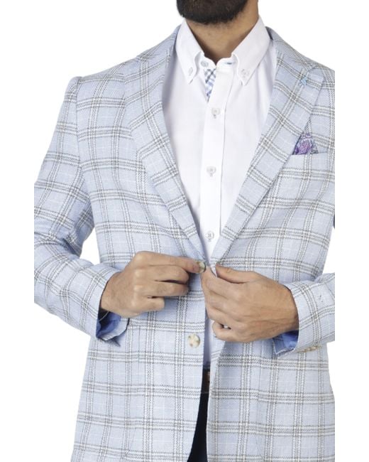 Tailorbyrd Blue Yarn Dyed Plaid Sport Coat for men