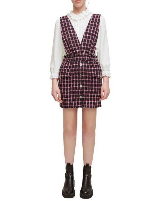Maje Red Ritrite Plaid Pinafore Dress