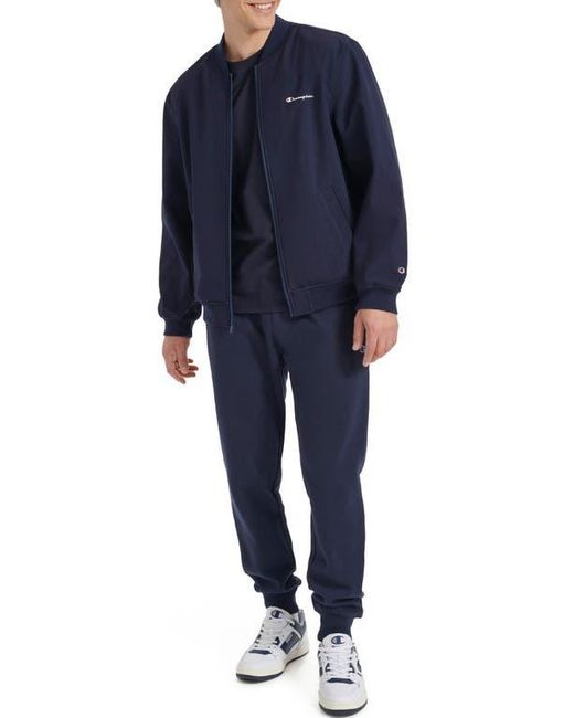 Champion Blue Softshell Varsity Bomber Jacket for men