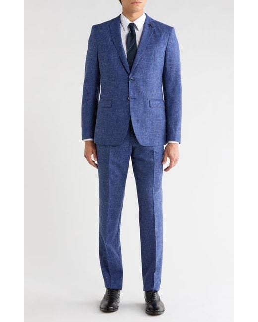 John Varvatos Blue Solid Wool Blend Suit for men