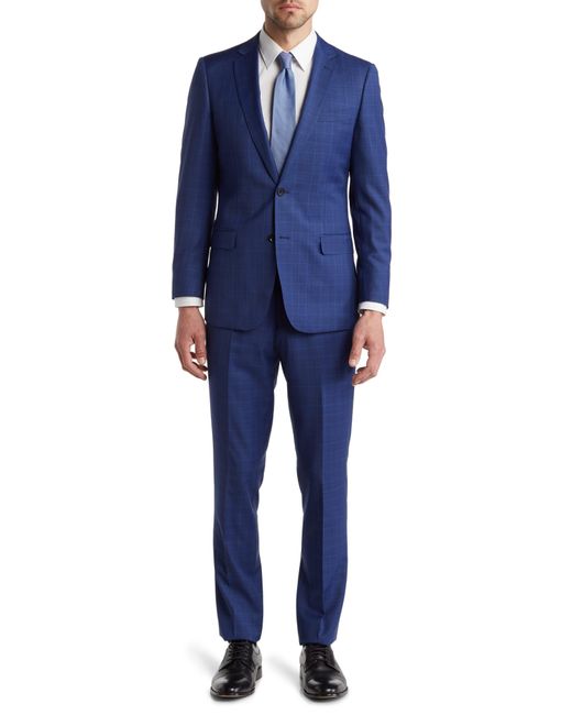 Class Roberto Cavalli Blue Two Button Notch Lapel Slim Fit Suit for men