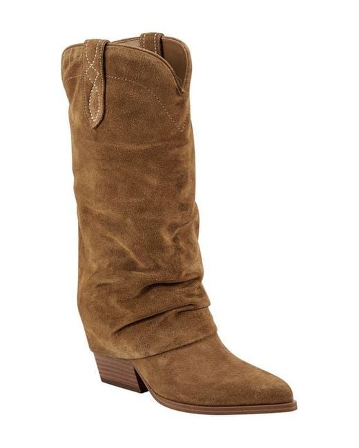 Marc Fisher Calysta Slouch Pointed Toe Boot in Brown Lyst