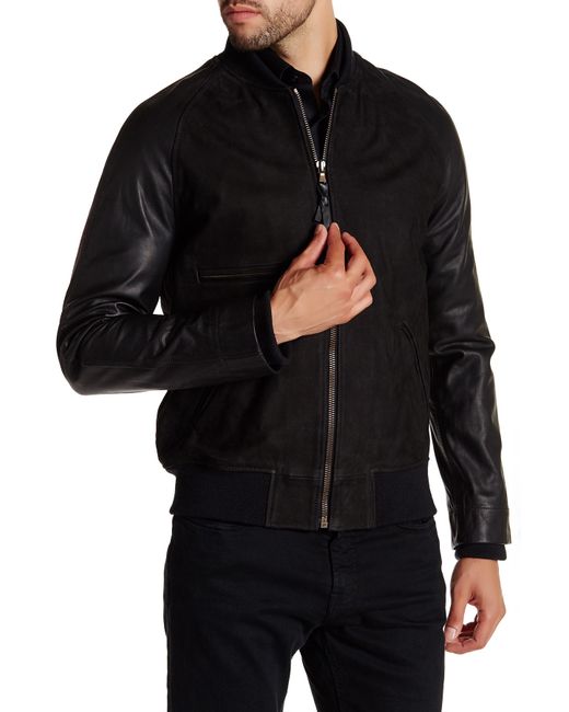 Billy reid Finn Genuine Leather Bomber Jacket in Black for Men | Lyst