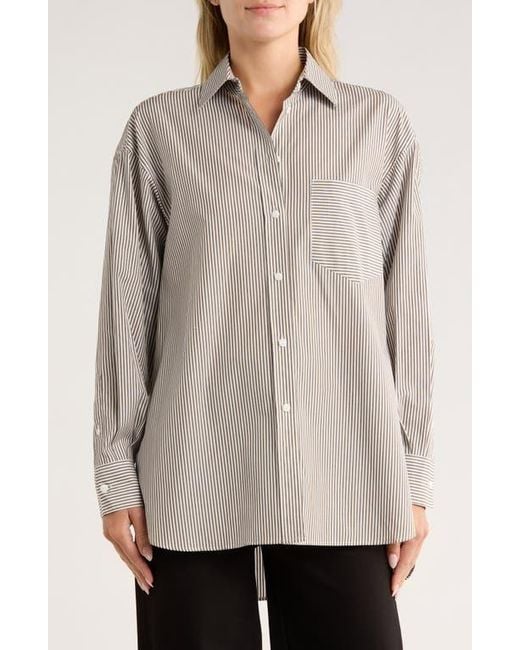 Rag & Bone Natural Maxine Stripe Oversize Poplin Button-Up Shirt