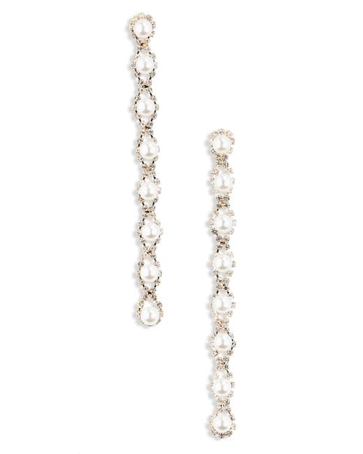 Nordstrom White Crystal Frame Imitation Pearl Drop Earrings