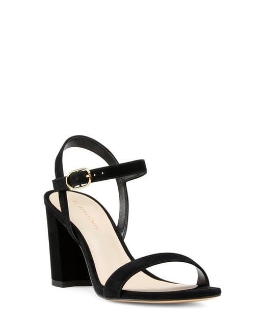Stuart Weitzman Black Dancer Block Heel Sandal