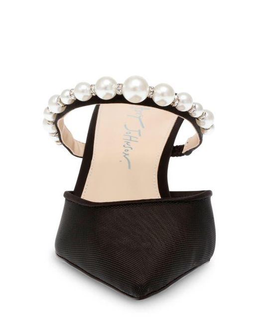 Betsey Johnson Black Evey Imitation Pearl Pointed Toe Mule
