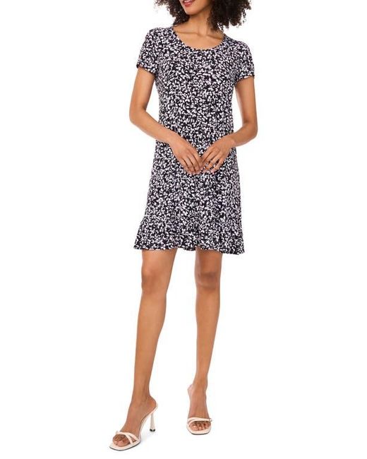 Halogen® Blue Short Sleeve Flounce Hem Minidress