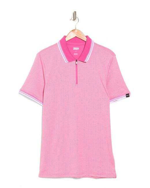 DKNY Pink Rodrik Zipper Polo for men