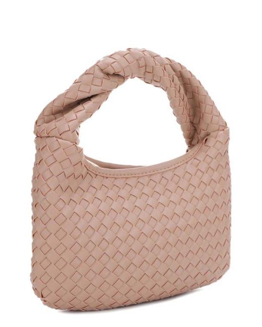 MALI + LILI Pink Libby Diamond Weave Twist Handle Shoulder Bag