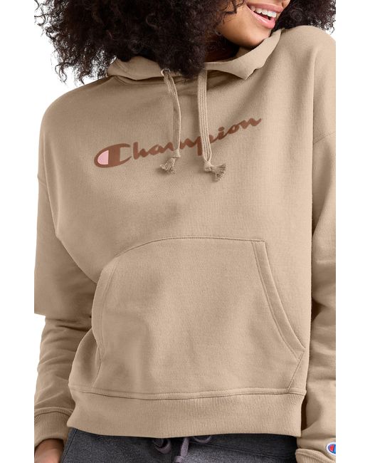 Champion Natural Powerblend Relaxed Hoodie In Country Walnut At Nordstrom Rack