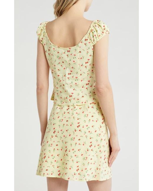Wayf Multicolor Tie Front Linen Blend Top
