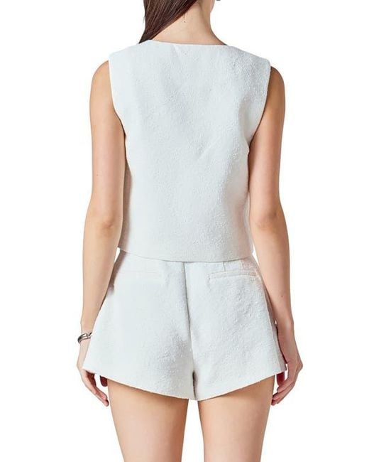 Endless Rose White Double Breasted Crop Top